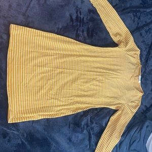 Yellow and white stripped body con dress